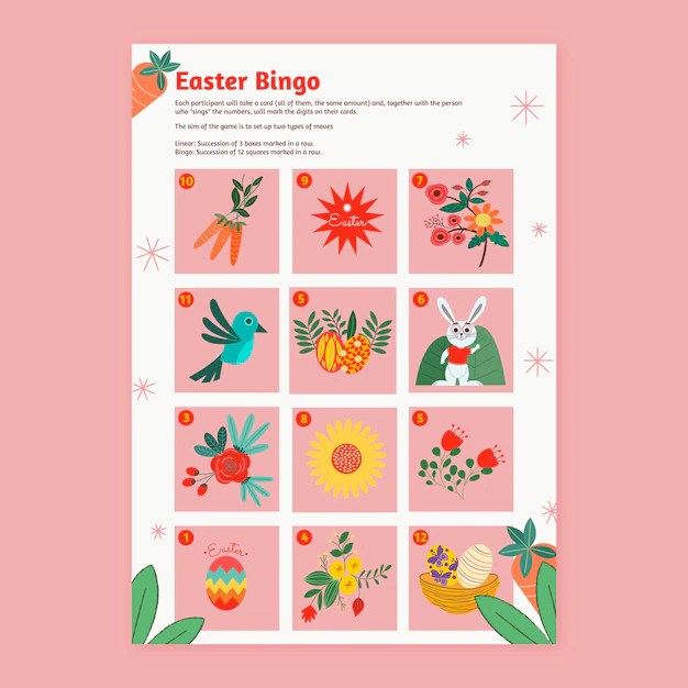 Free Vector Flat easter bingo template