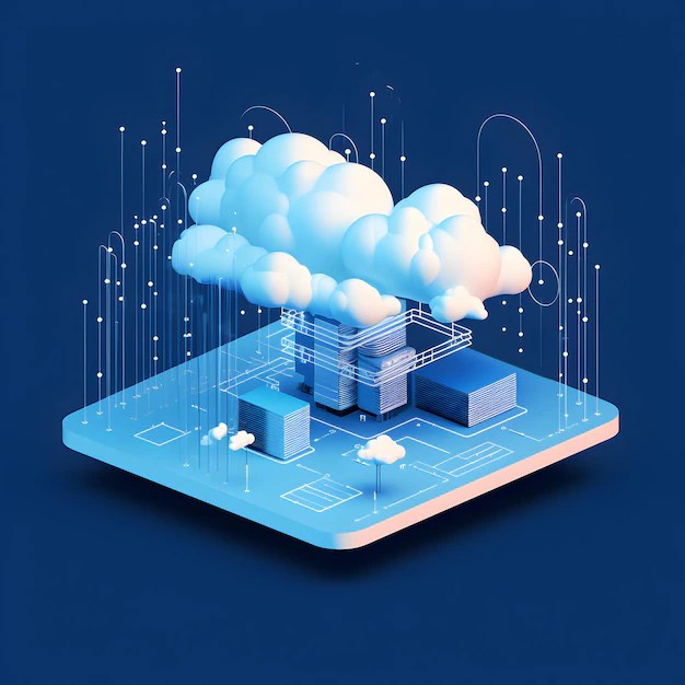 Premium Photo Cloud data storage database cloud computing concept and