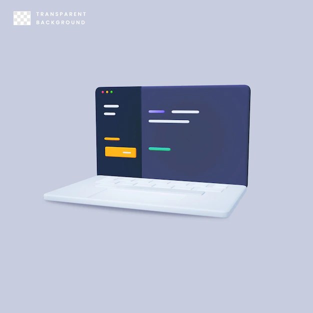 Premium PSD 3d laptop coding for programmer