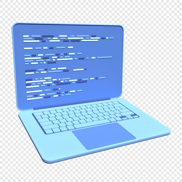 Premium PSD 3d laptop and program code development  coding concept