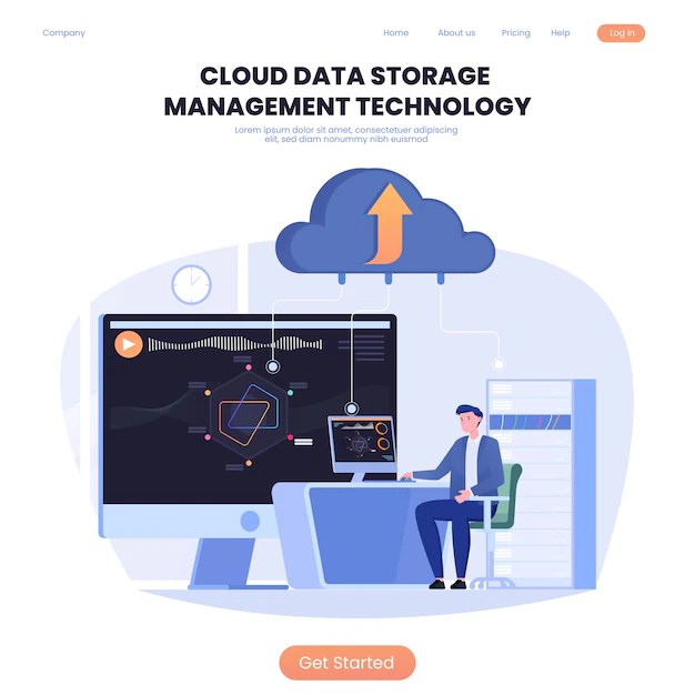 Premium Vector Cloud data storage management technology