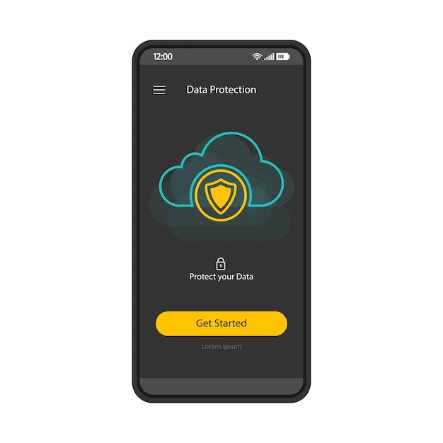 Premium Vector Cloud storage smartphone interface vector template