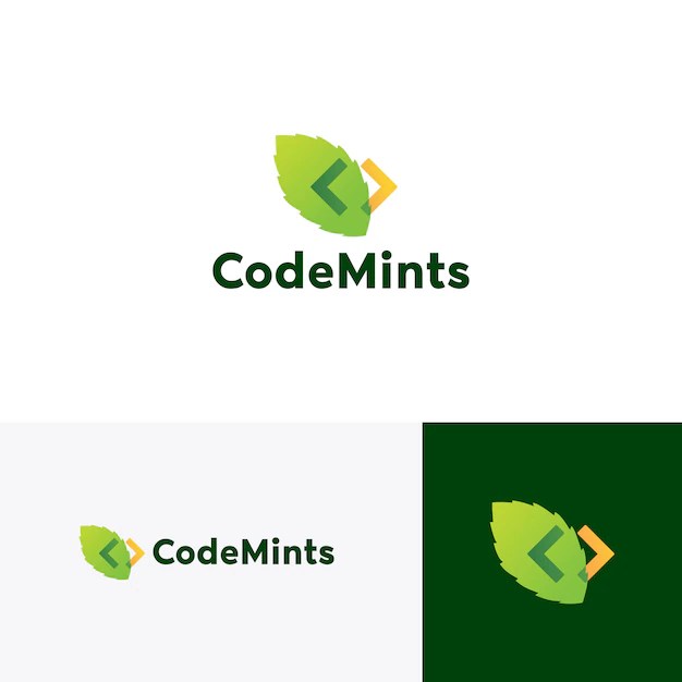Premium Vector Code mint leaf logo vector icon