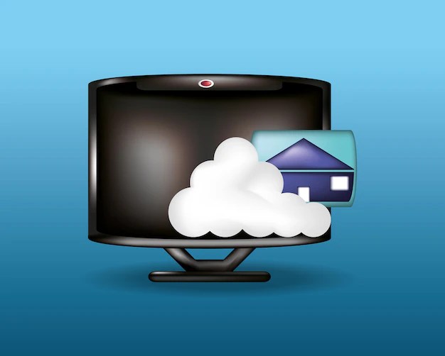 Premium Vector Computer with cloud storage