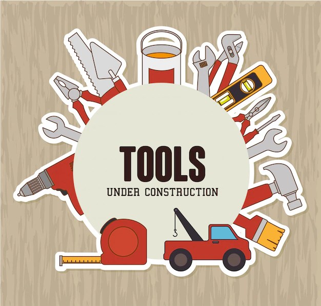 Premium Vector Constructions and tools theme design.