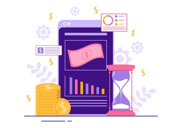 Premium Vector Cost reduction vector illustration with decrease or falling rate of profit in