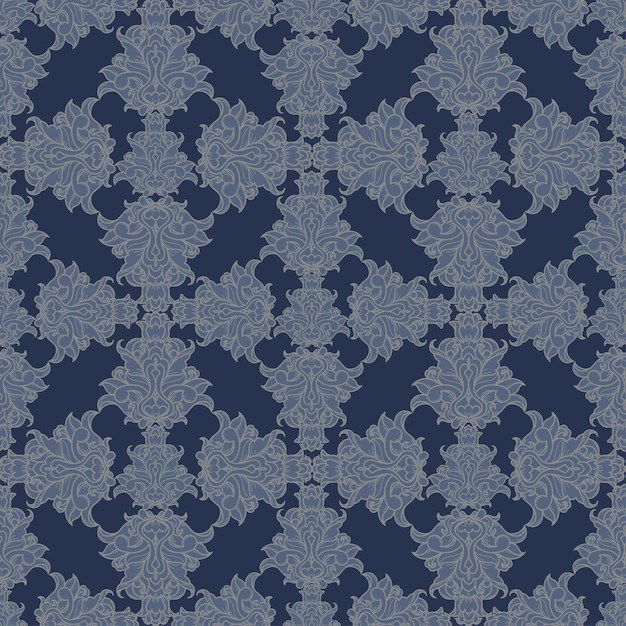 Premium Vector Damask pattern in blue background