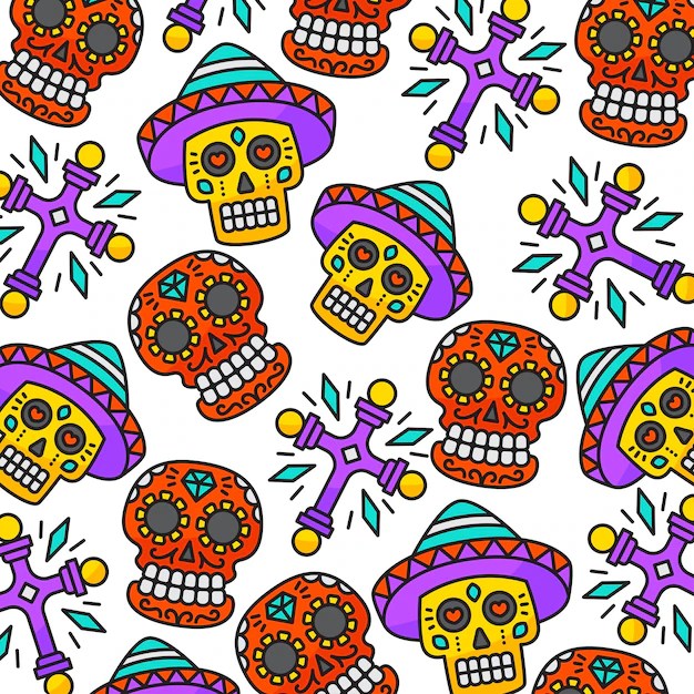 Premium Vector | Day of the dead pattern template design
