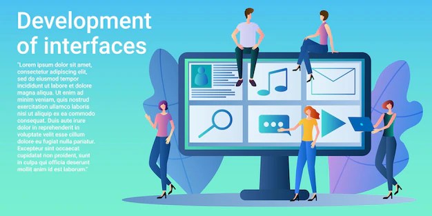 Premium Vector Development of interfaces coding and programming of a