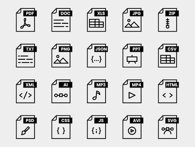 Premium Vector Document file format folder pdf doc xls jpg zip txt