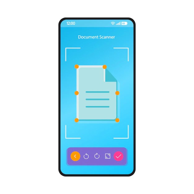 Premium Vector Document scanner smartphone interface vector template