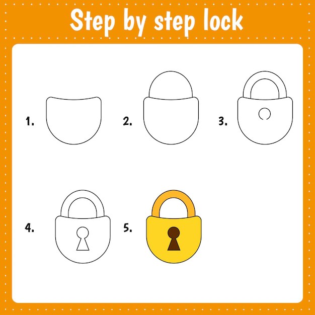 Premium Vector Drawing tutorial for door lock