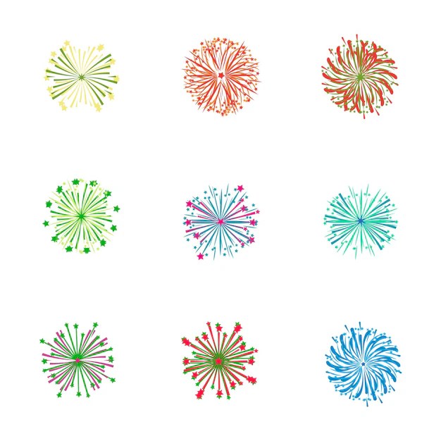 Premium Vector Fireworks element bundle