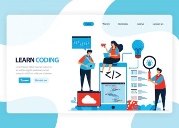 Premium Vector | Homepage for learning programming and coding