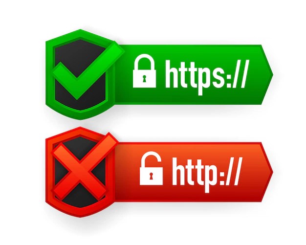 Premium Vector HTTP and HTTPS protocols, safe web surfing and data encryption. Browser Address