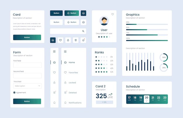 Premium Vector Light Collection of gradient ui ux elements. Ux dashboard user panel template