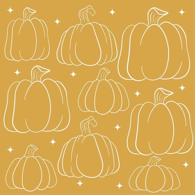 Premium Vector Line art pumpkin pattern vector