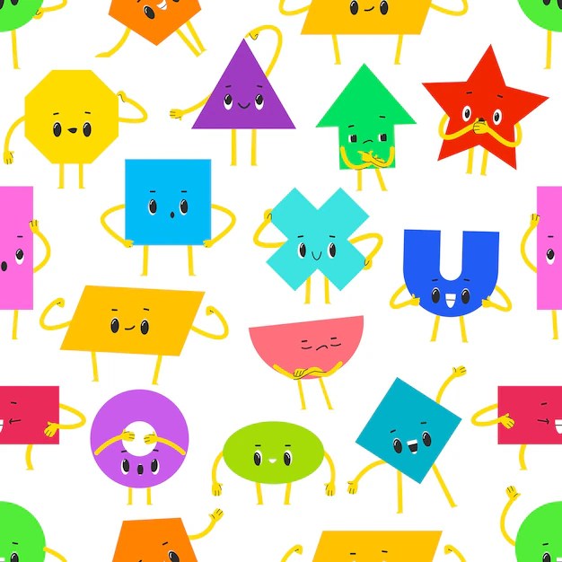 Premium Vector Math shape characters seamless pattern background