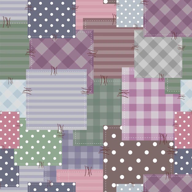Premium Vector Patchwork background with different patterns