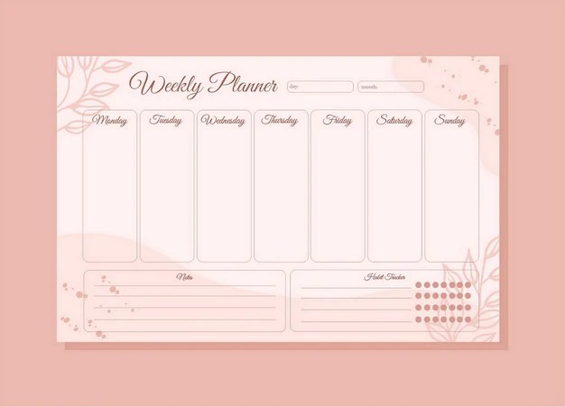 Premium Vector Printable Weekly planner templates to customize Premium Vector Printable Weekly planner templates to customize