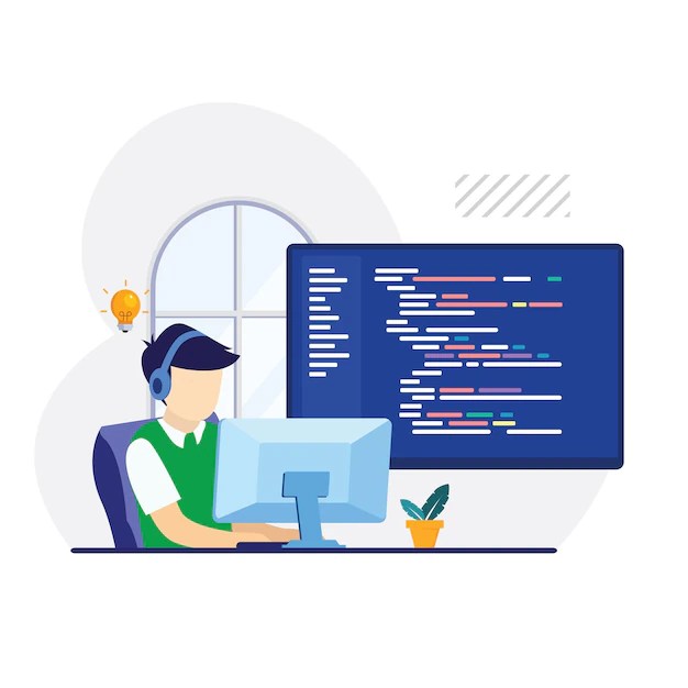 Premium Vector Programmer and engineering development coding web