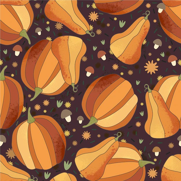 Premium Vector Pumpkin pattern vector seamless pattern on dark brown