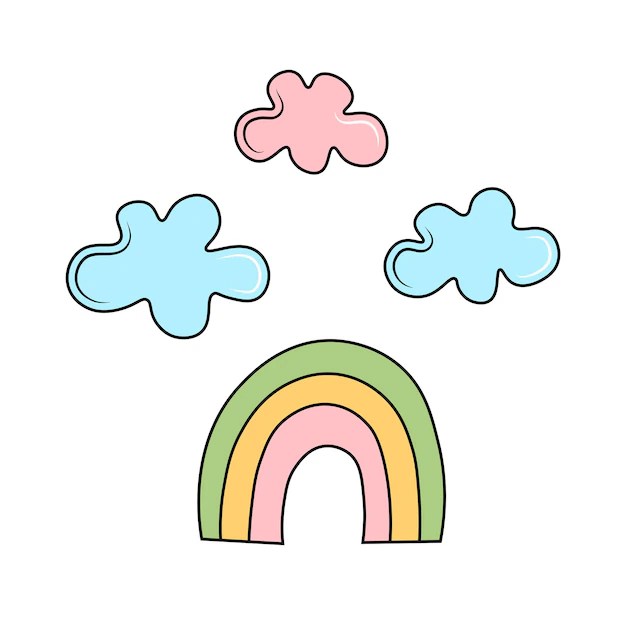 Premium Vector Rainbow and clouds simple vector set