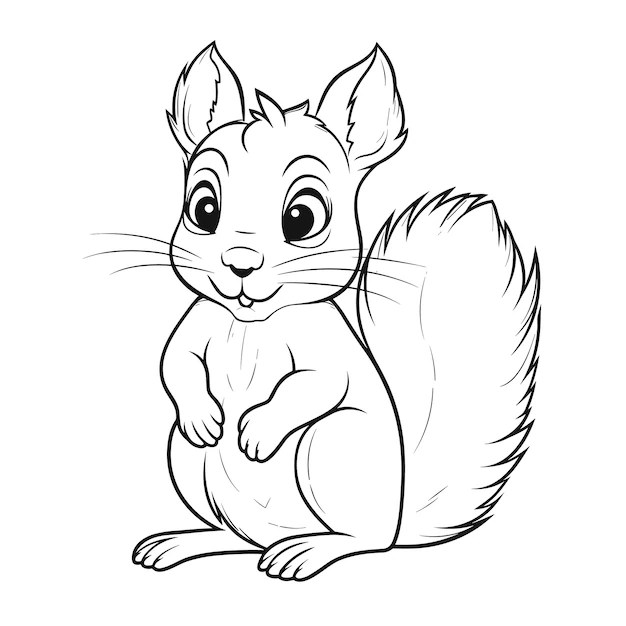 Squirrel coloring pages vector animals Premium AIgenerated vector