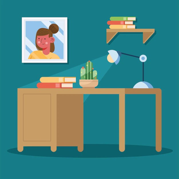 Premium Vector Study area with desk