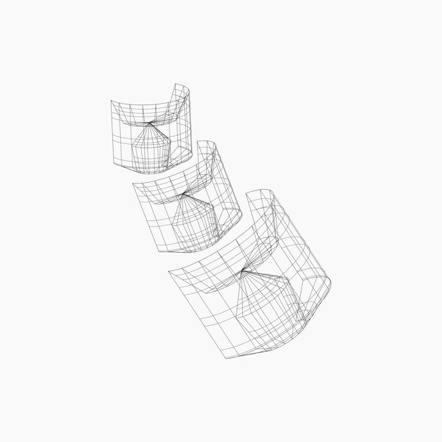 Premium Vector Triple black wireframes element