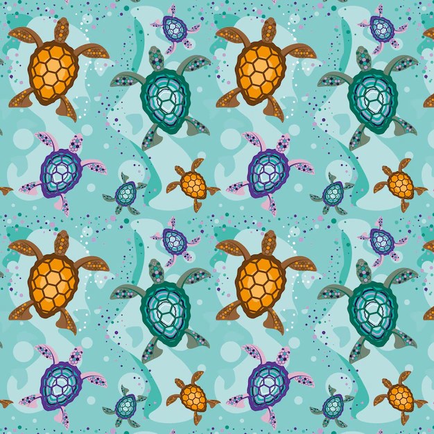 Premium Vector Turtles seamless pattern