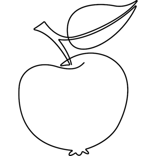 Premium Vector Vector apple drawn by solid line