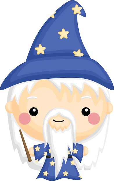 Premium Vector | A vector of a cute wizard
