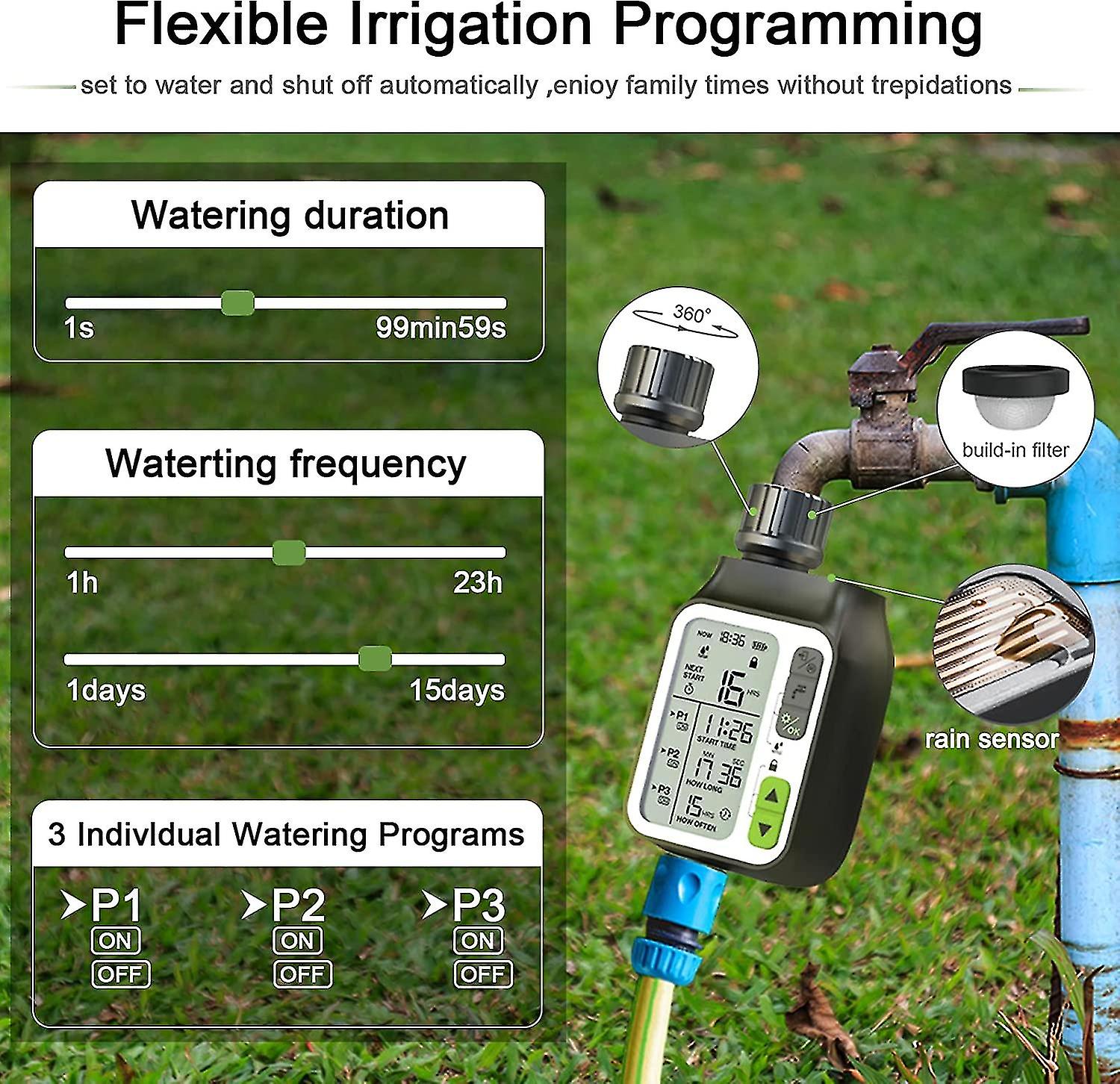 Jubee Irrigation Timer With Rain Delay Sensor Irrigation Computer With