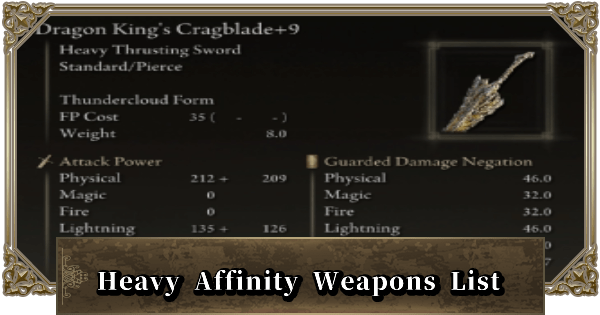 Elden Ring Heavy Affinity Weapons List GameWith
