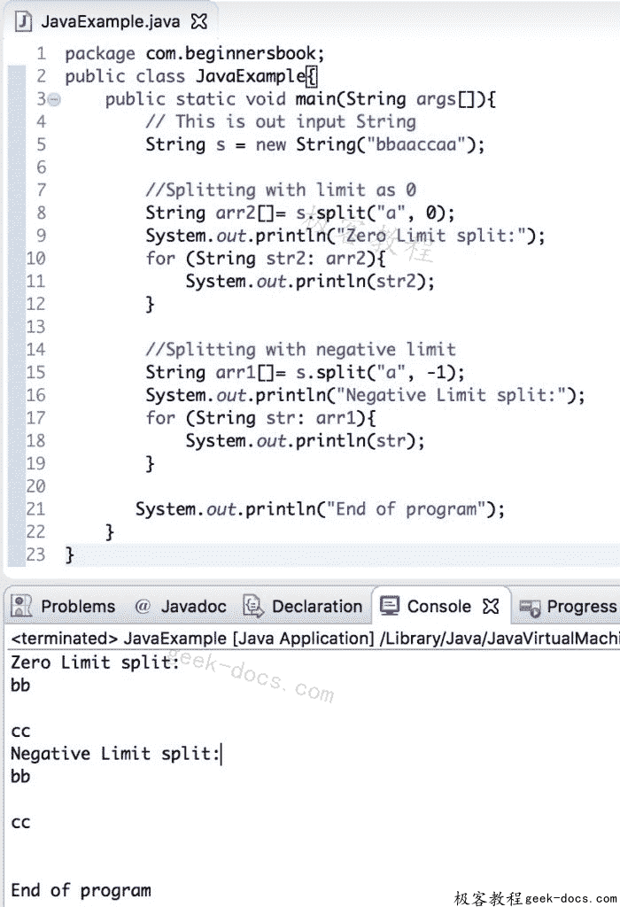 Java String split方法极客教程