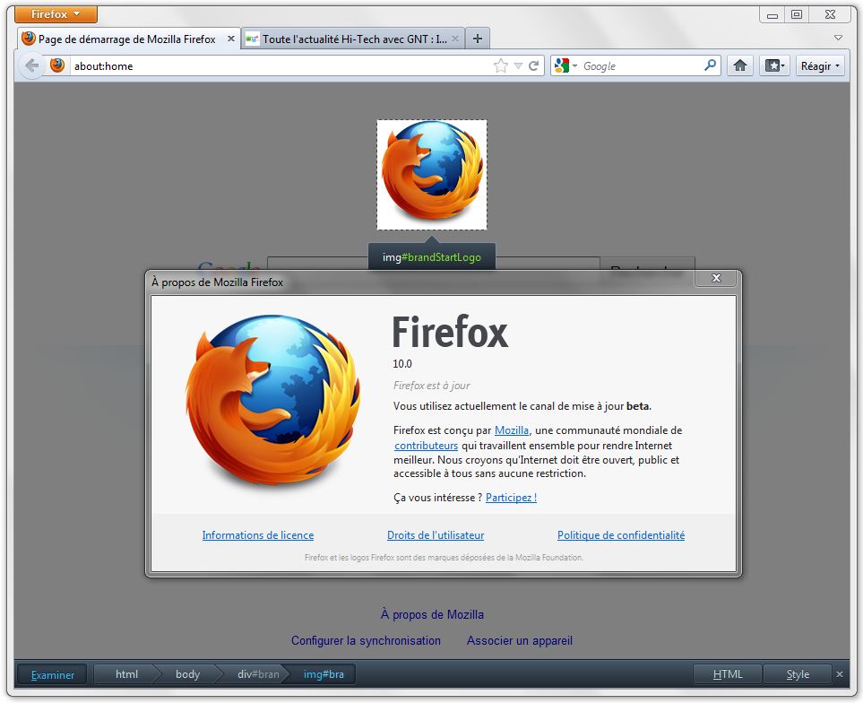 Firefox 10 bêta extensions compatibles par défaut