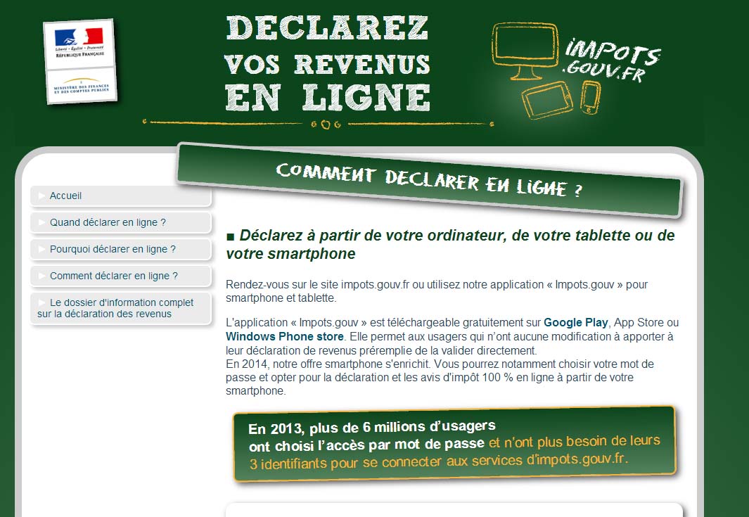 Impôts la déclaration des revenus en ligne 2014 est