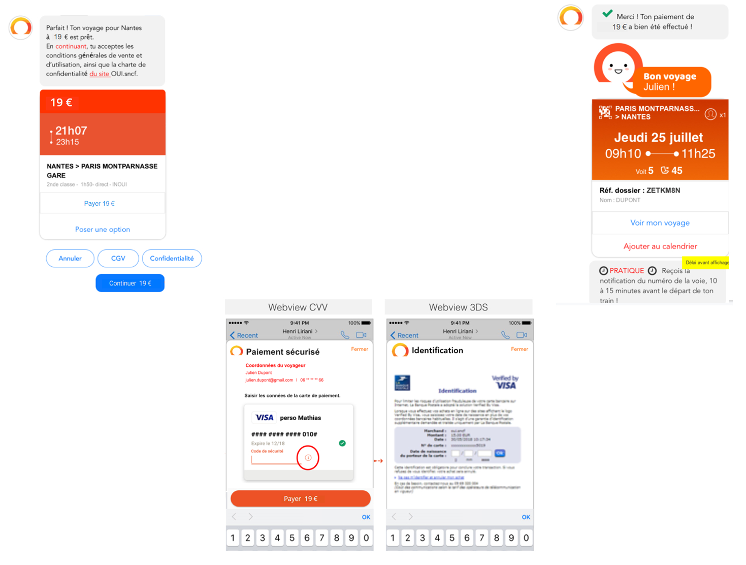 Pain Points Liés À L'abonnement Oui Sncf OUI.sncf payer des billets de train sur Facebook Messenger