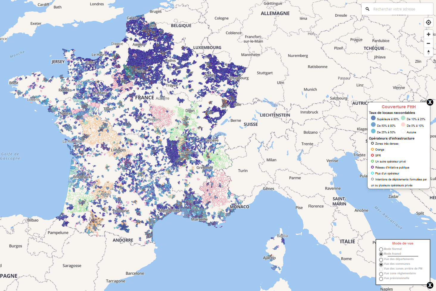 Deploiement Fibre Optique Carte Fibre optique l'Arcep met à jour sa carte des déploiements FTTH
