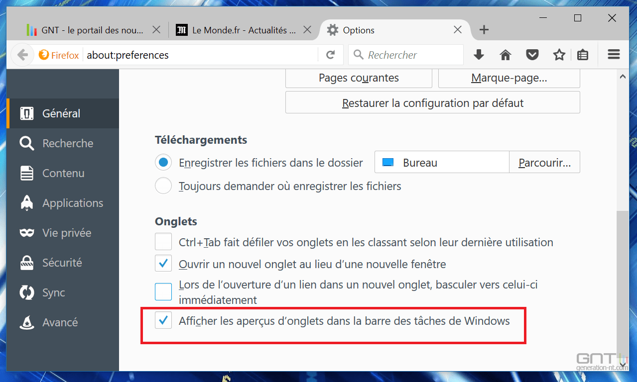 Apercevoir les onglets de Firefox dans la barre des tâches trucs, astuces et HowTo pour