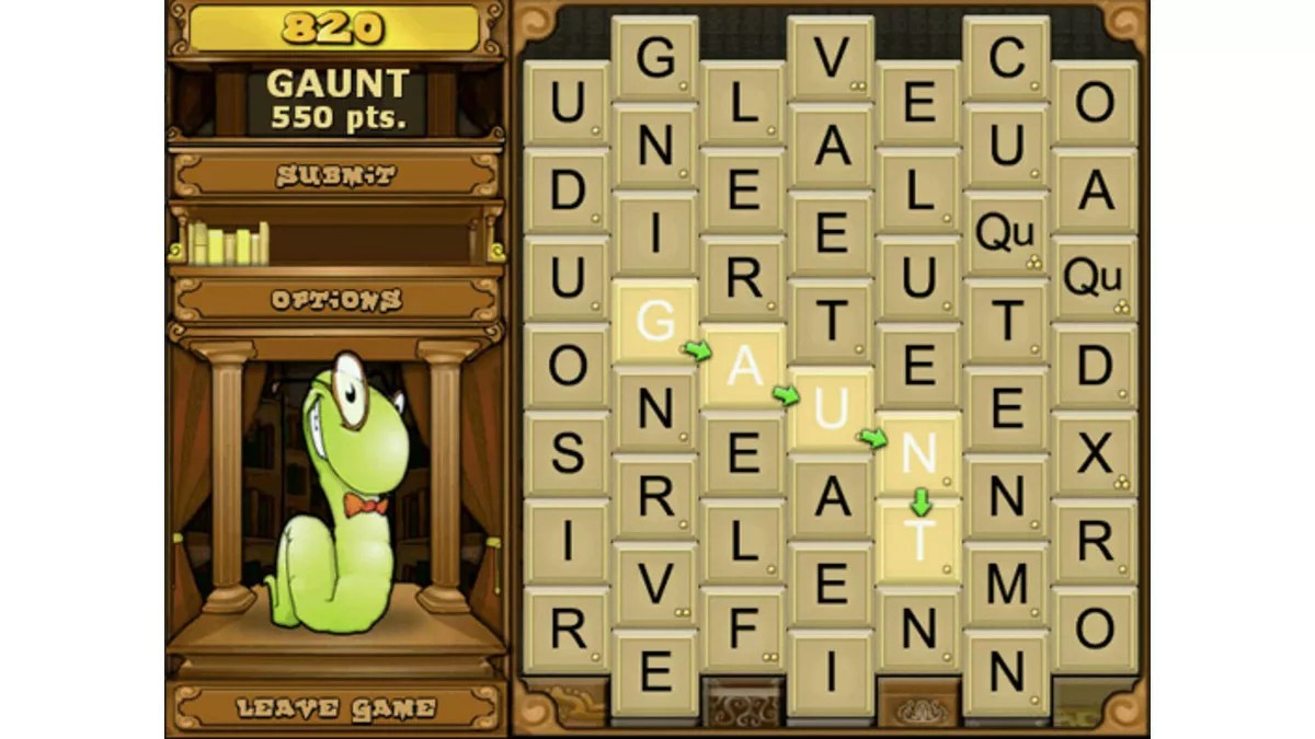 Bookworm jouer avec des lettres et composer des mots