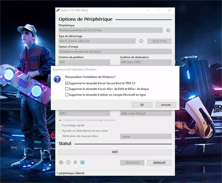 Rufus 3.19 installez Windows 11 sur n'importe quel PC, sans compte