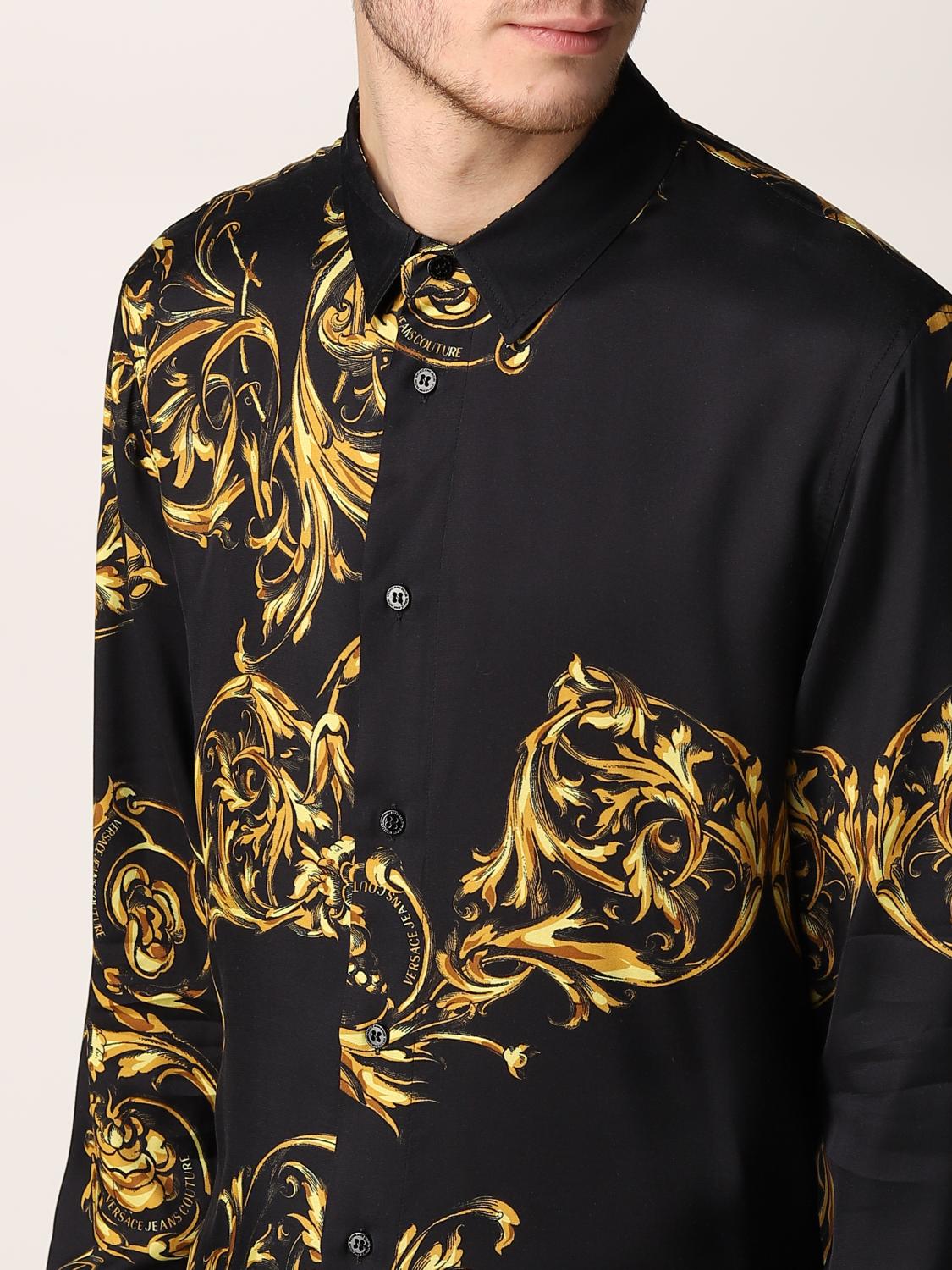 VERSACE JEANS COUTURE shirt with baroque pattern Black Versace