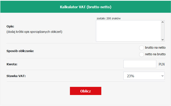Kalkulator Vat (Brutto-Netto) – Www.kalkulatorypodatkowe.pl