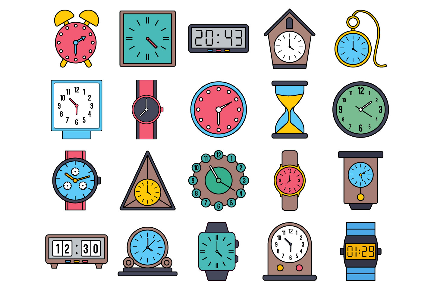 Clock Vector Free Icon Set