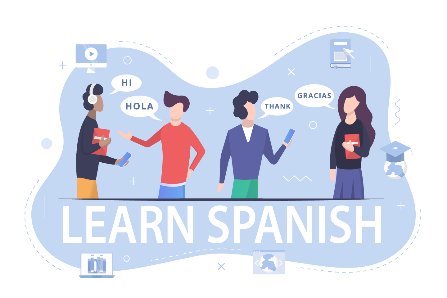 Learning the Spanish Language Free Illustration