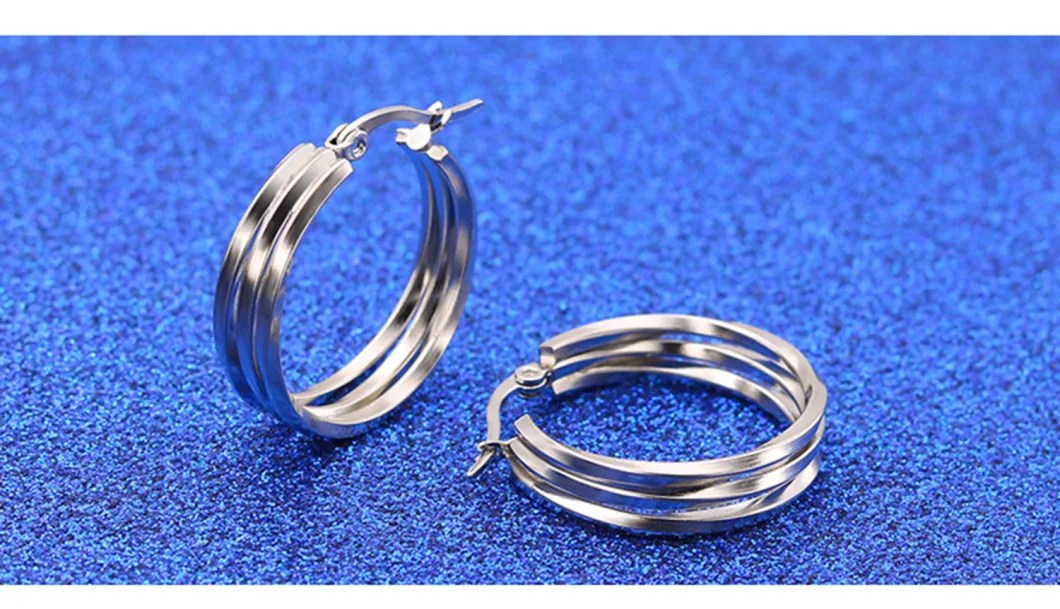 Factory Direct Fashion Jewelry Titanium Steel Ring Square Wire Earrings