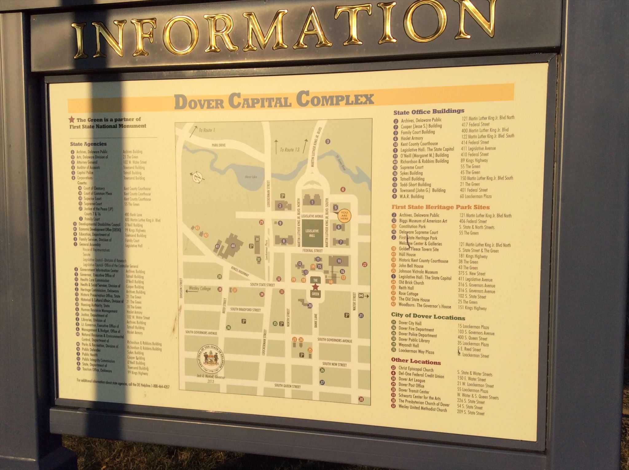 Tatnall Building "You Are Here" Map Dover, Delaware 'You Are Here