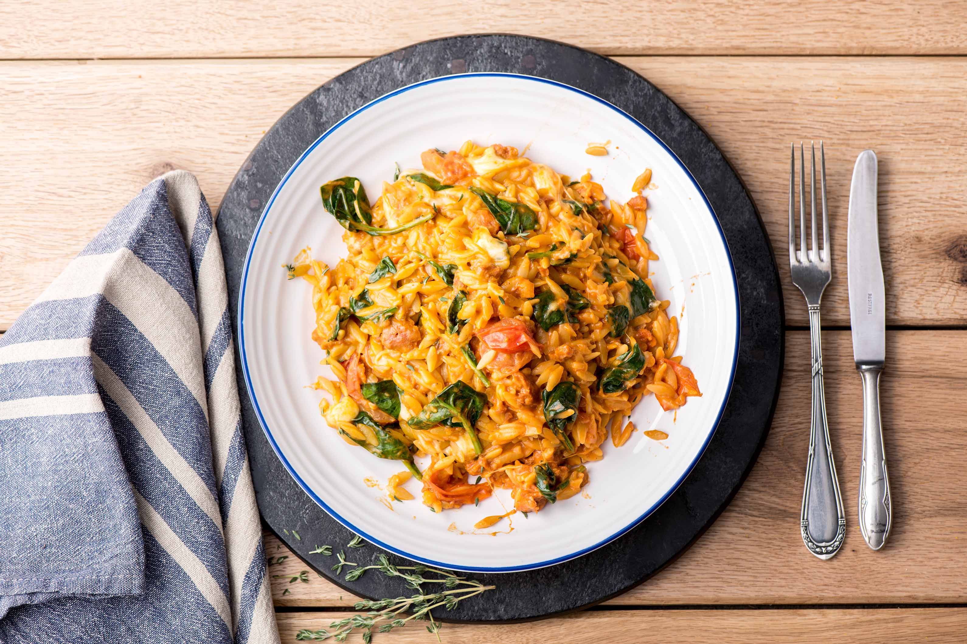 Cheesy Tomato, Chorizo and Mozzarella Orzo Risotto Recipe HelloFresh